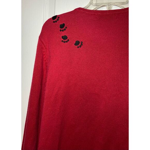 Vintage Marisa Christina Classics sweater. Red with cat and prints. Size large. - Picture 2 of 5